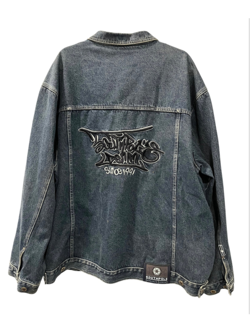 VTG Southpole Denim Jacket Size XXL Baggy Graffiti Embroidered Y2K 90s Hip Hop